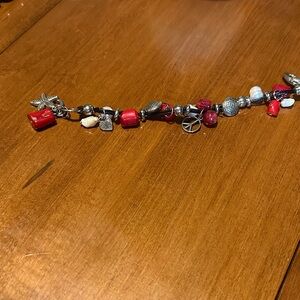 Chic Red and Silver Beaded Bracelet